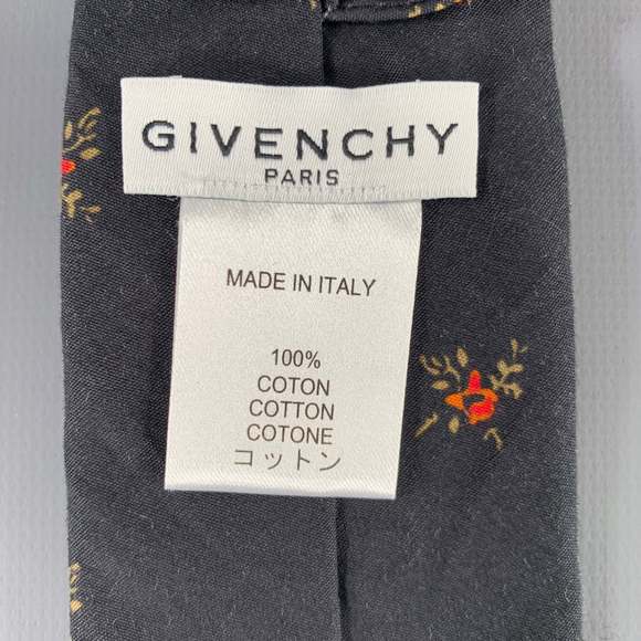 GIVENCHY Black Red Floral Cotton Tie - Picture 3 of 4